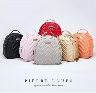 China Cute Women Waterproof PU Leather Mini Backpack Pierre Loues Fashion Small Backpack for sale