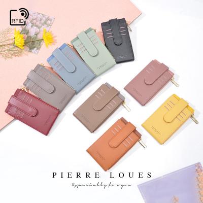 China 2021 Newly Simple Card Bag Rfid Wallets Customized Ladies PU Leather Minimalist Slim Leather Card Holder For Women for sale