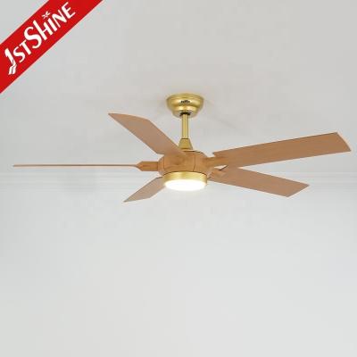 China 1stshine LED Ceiling Fan with Remote Wood Grain Finish 5 Blades Logo 1stshine/OEM Logo for sale