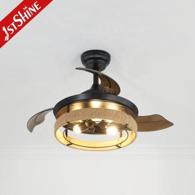 China 36 Inch Black Caged Ceiling Fan with Light and Remote Midcentury Lighting Solution for sale