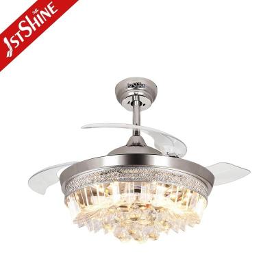 China Motor de cobre puro 60W 42 pulgadas control remoto lujo estilo cristal ventilador de techo luz en venta