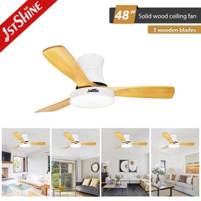 China 5 Speed 48 Inch Flush Mount Ceiling Fan With Light And Remote DC Inverter for sale