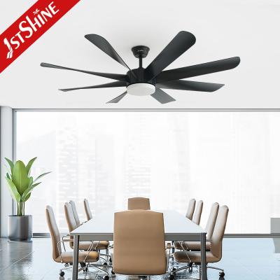 China Smart Control Metal Blade Black Ceiling Fan Light With Light 110V Hight Power for sale