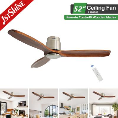 China Low Profile Bedroom Ceiling Fan OEM Color 3 Solid Wood Blades Low Noise for sale