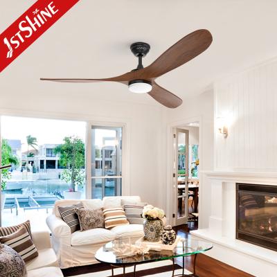 China Wood Blades Chandelier Dark Walnut Ceiling Fan With LED And Remote Control for sale