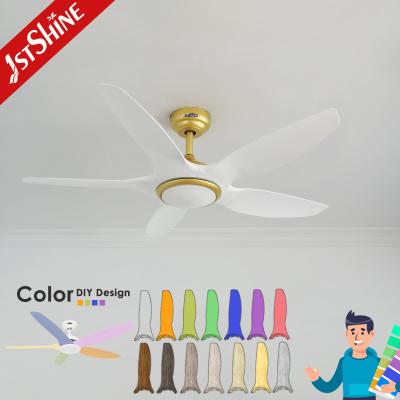 China 5 Plastic Blade Ceiling Fan With Dimmable Led Light White Black DC Motor low noise for sale