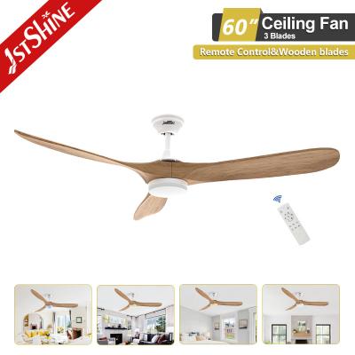 China 60 Inch Ceiling Fan With Wooden Blade And Dimmable Light Bldc Motor Energy Saving for sale