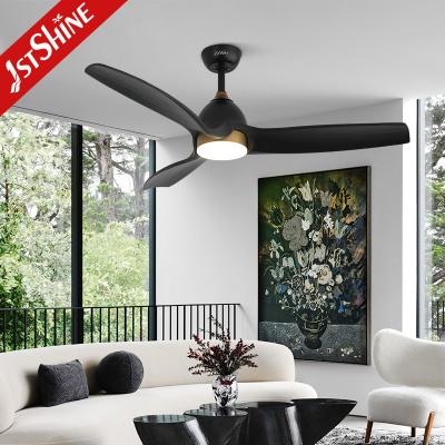 China 62 Inches Solid Wood Ceiling Fan With Dimmable LED Light Black Modern DC Motor for sale