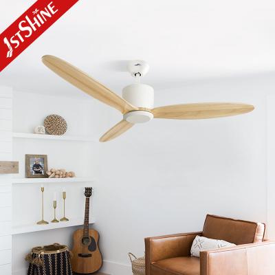 China OEM 3 Wooden Blades 52 Solid Wood App Smart Control Ceiling Fan With DC Motor for sale