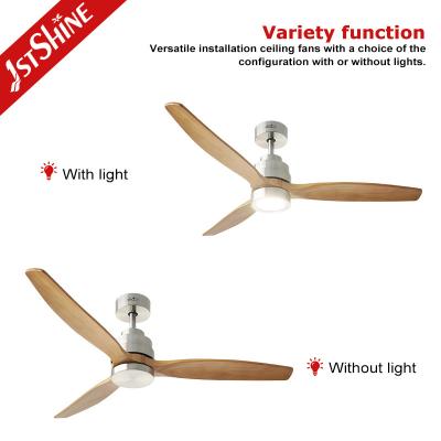 China 52in solid wood Remote Control Smart App Control Wifi led Ceiling Fan With Light for sale