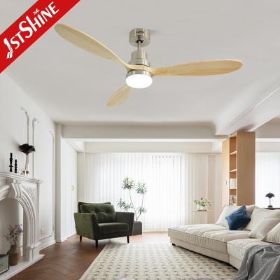 China OEM 110v Solid Wood Smart Ceiling Fan Color Changing Led Light AC Motor for sale