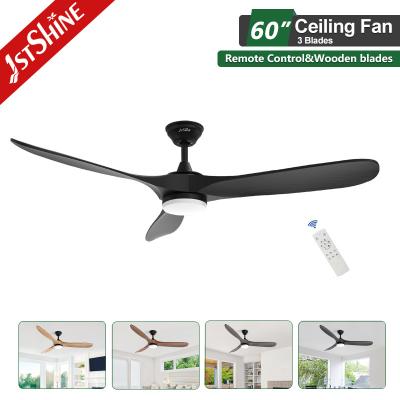 Cina Ventilatore di soffitto nero 3 lame lame di legno massello lame alta velocità basso rumore motore DC in vendita