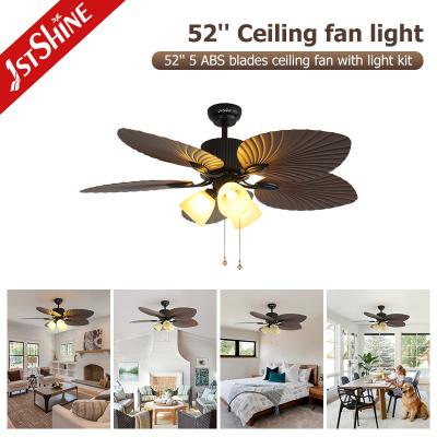 China Fancy Classic Retro Wooden Ceiling Fan 5 Blade Pull Chain Switch for sale