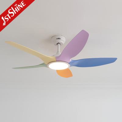 중국 5 Multi Color Blade Ceiling Fan With Dimmable Led Light White Black DC Motor low noise 판매용