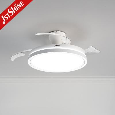 중국 Flush Mounted Retractable Ceiling Fan With Light 3 Color Dimmable LED Light 판매용