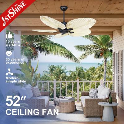 China Decorative 5 Palm Leaf Ceiling Fan without Light with Silent Motor and Remote Control for sale