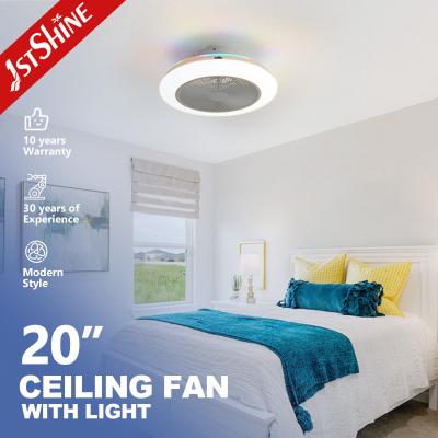 China Home Office 20-inch LED Ceiling Fan with Remote and RGB Multi-colored Light Hidden Blades for sale