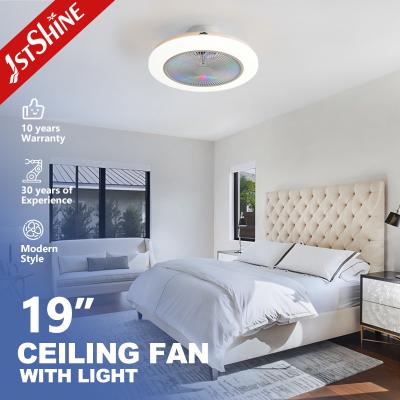 China 19 INCH/OEM LED Ceiling Fan with White Finish and RGB Atmosphere Light Hidden Blades for sale