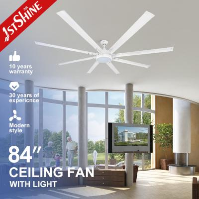 China Natural wind 84 inch 5 speeds remote control 8 aluminum blade ceiling fan with LED light for sale