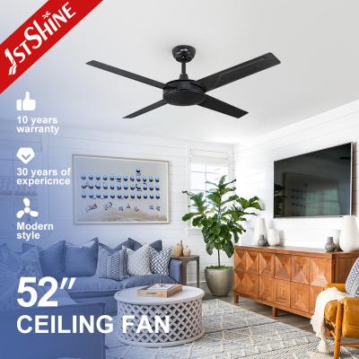 China 4 Blades AC Motor 61W Black Metal Ceiling Fan 3 Speeds Remote Control for sale