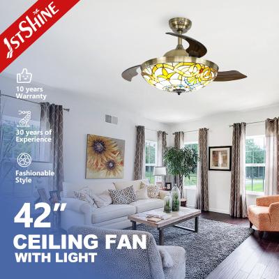 China Vietnam Ceiling Fans with Lights and Hidden Blades 42 Inch 106cm Crystal Decorative Design for sale