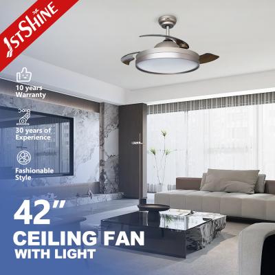 China Modern 65W LED Retractable Ceiling Fan Light Dimmable ABS Blades for sale