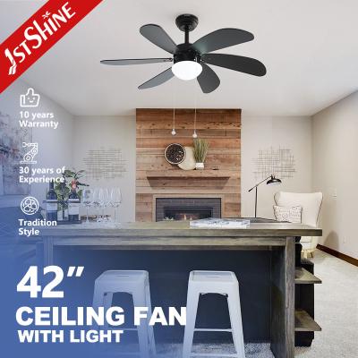 China Pull Chain Style 42 Inch LED Ceiling Fan With 6 Balck MDF Blades for sale