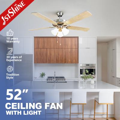 China 1stshine Traditional High Speed 5 Plywood Blades Ceiling Fan with Light Kit and Metal for sale