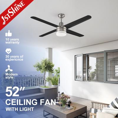 China Starker Wind 52 Zoll Moderner Kupfermotor 4 Schwarz LED SS Blatt Deckenventilator mit Licht zu verkaufen