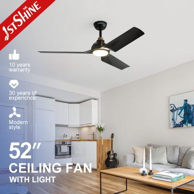 China 52 Inch Remote Led Ceiling Fan Black Abs Blade Whisper Quiet Motor for sale