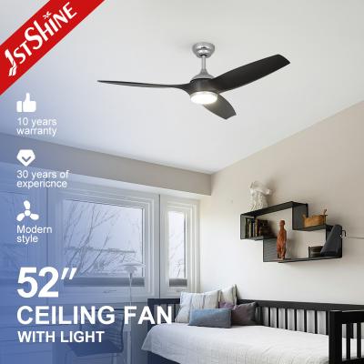 China Modern 52 Inches Black ABS Blades High Air Volume Remote Ceiling Fan with LED Light Source for sale