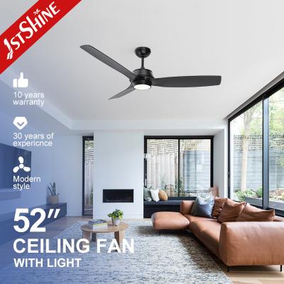 China DC Motor 52 Inches Remote Control LED Ceiling Fan Light in Black ABS Blades and Remote for sale