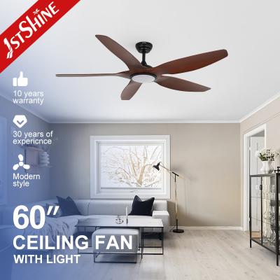 China 60-inch 5 Plastic Blade LED Ceiling Fan with Remote Control and Modern Design Style for sale