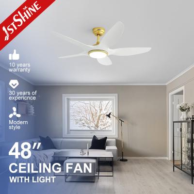 China 1stshine OEM Color Dimmable LED Light Ceiling Fan 5 Blades DC Motor and Remote Control for sale