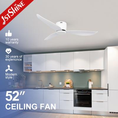 China White Modern Flush Mount Ceiling Fan , DC Motor Kitchen Fan Light for sale