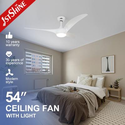 China White Plastic Modern Smart Ceiling Fan With Light And Remote Control for sale