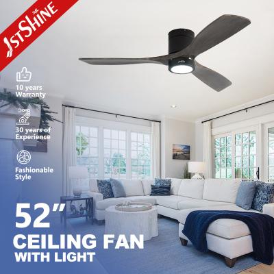 China Wooden Blades Ceiling Fan With Light and Remote for Low Ceiling for sale