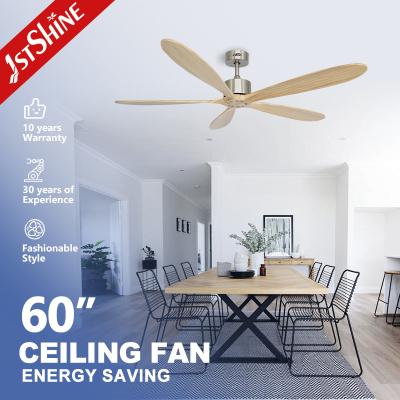 China Living Room Big Wooden Blade Ceiling Fan Remote Control With No Light for sale