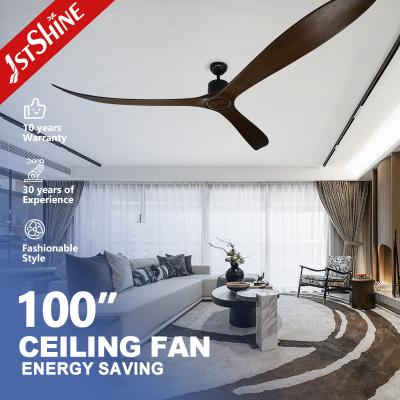 China 100 Inch Big Ceiling Fan With Remote Control 3 Solid Wood Blade DC Motor for sale