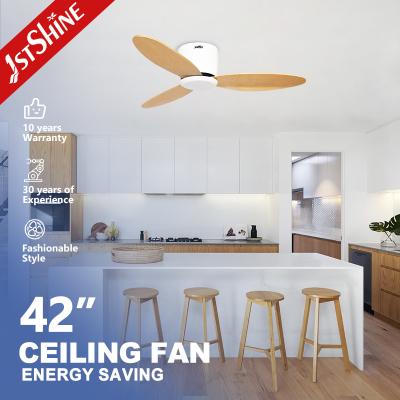 China Remote Control 42 Inches Wood Blades Ceiling Fan Pure Copper DC Motor Five Wind Speed for sale