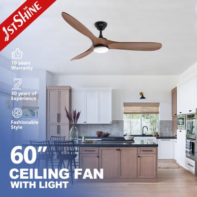 China Wood Blades Chandelier Dark Walnut Ceiling Fan With LED And Remote Control for sale