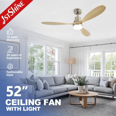 China OEM 110v Solid Wood Smart Ceiling Fan Kleurveranderend Led Light AC Motor Te koop