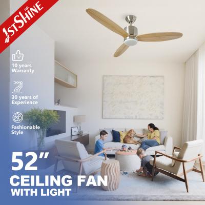 China Dimmable LED 52 Inches Solid Wood Ceiling Fan Light With Smart App Control for sale