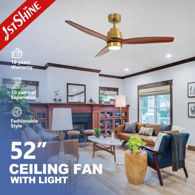 China 10- 1stshine LED Ceiling Fan with Gold Luxury Solid Wood and Adjustable LED Lighting for sale