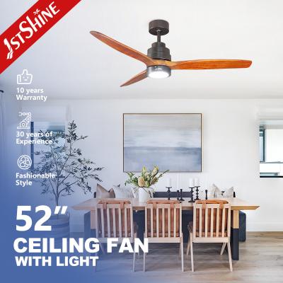 China Fernbedienung 52 Zoll Massivholz LED-Deckenventilator mit Licht und dekorativem LED-Design zu verkaufen