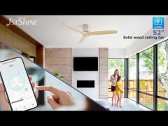 52 Inch Ceiling Fan With Remote Control Wooden Blade Silent Dc Motor