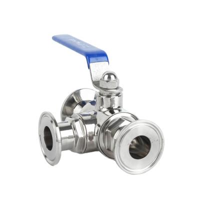 China Tri Clamp General End T Or L Port Sanitary 3 Way Ball Valve for sale