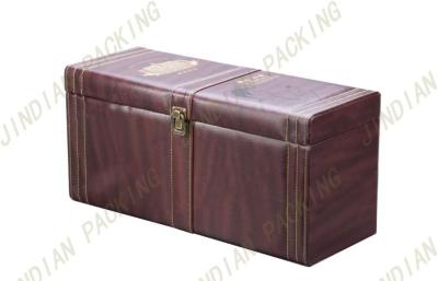 China One Bottle Gold Foil Leather Wine Packaging Boxes With Customized Logo for sale