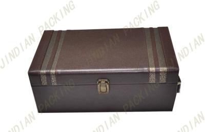 China Fancy Red Wine Packaging Boxes, Personalized Pu Leather Two Bottle Wine Box for sale