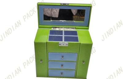 China Unique Cardboard Leather Jewelry Boxes For Women Gift With Mirror Inside for sale